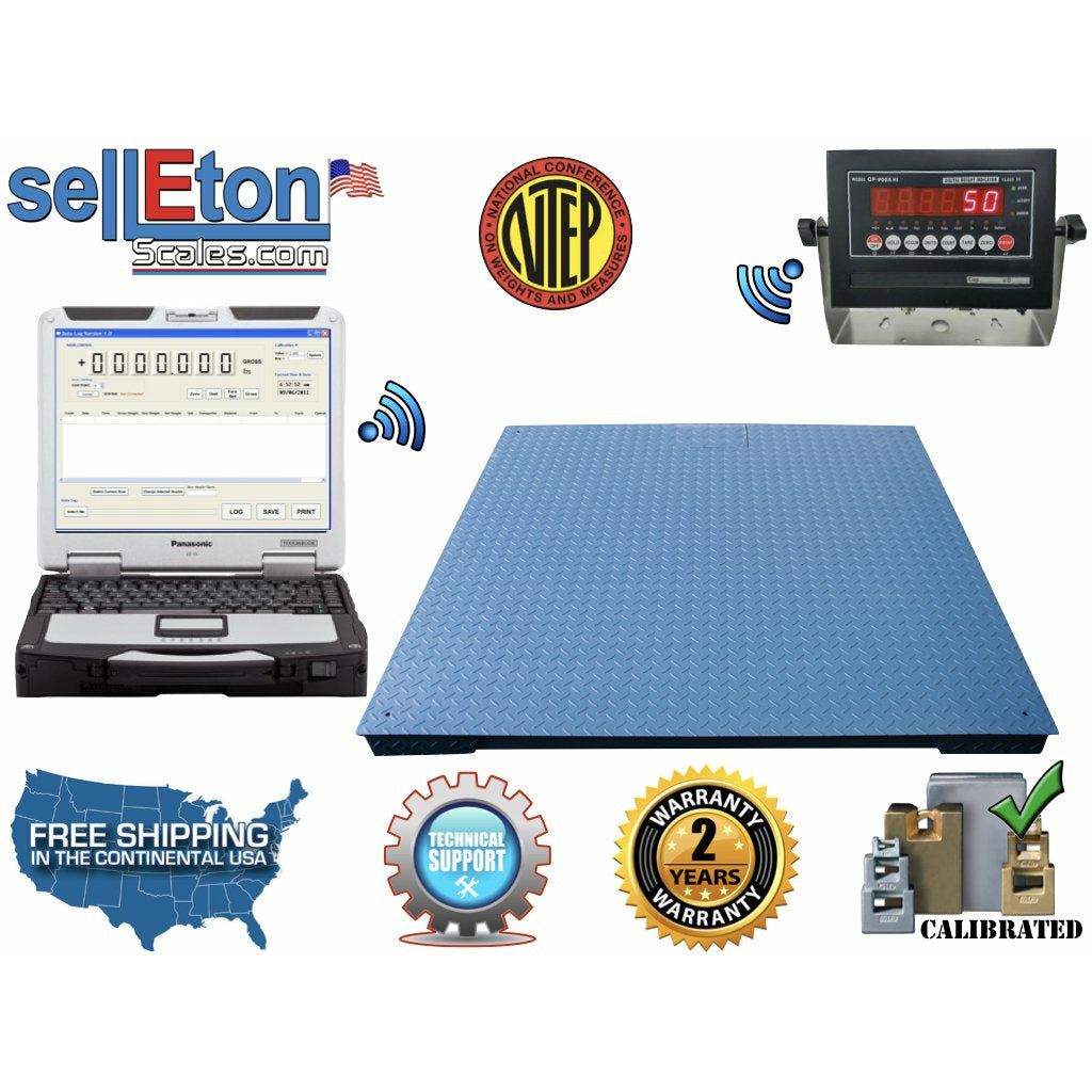 SellEton SL 800 Heavy Duty 3x3 Feet NTEP Legal for Trade Floor Scale - 1000/2500/5000 lbs Capacity Industrial Weighing Scale for Warehouses, Shipping & Logistics