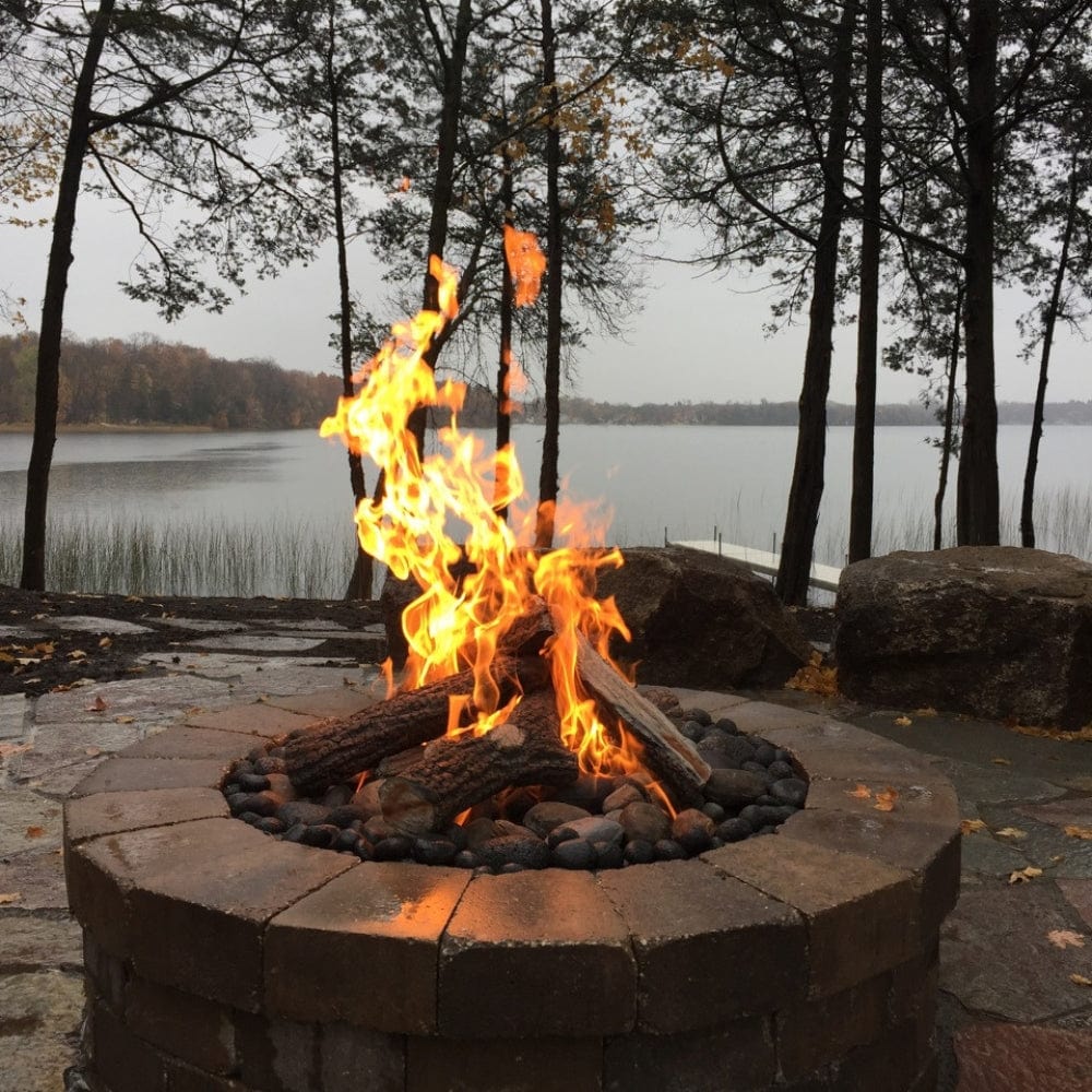 HPC Round Bowl Gas Fire Pit Insert with Electronic On/Off Ignition & Standard Burner - Perfect for Outdoor Patio, Backyard, and Camping Gatherings