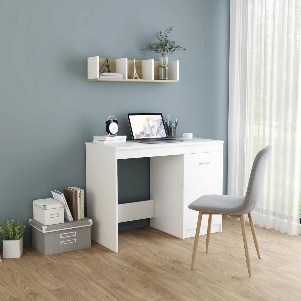 Modern Home Office Computer Desk with Storage Shelf & Spacious Work Surface - 39.4