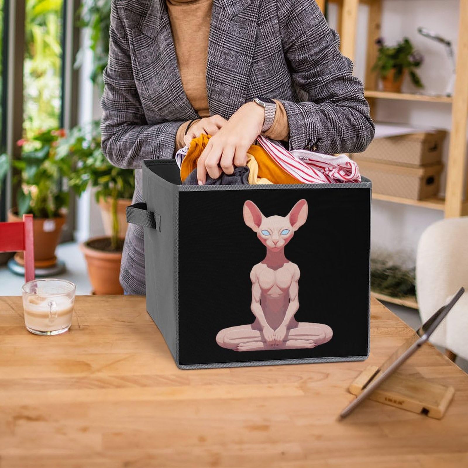 Foldable Storage Cubes with Handles - 6 Pack Square Fabric Bins for Organizing Clothes, Toys & Home Essentials | Perfect for Sphynx Cat Owners, Yoga Studios & Closet Organization