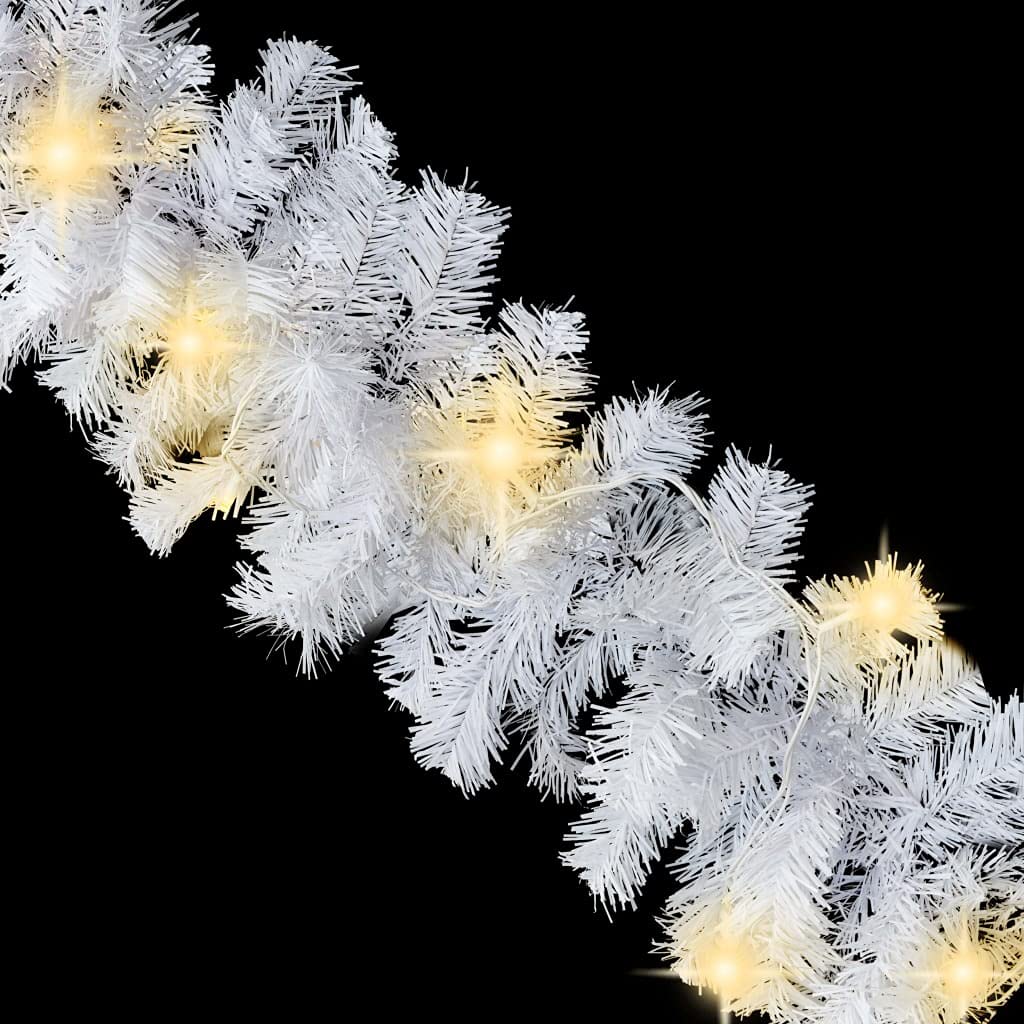Christmas Garland with LED Lights White 16 ft PVC - Perfect for Holiday Decor, Fireplace Mantel, Staircase & Window Trim
