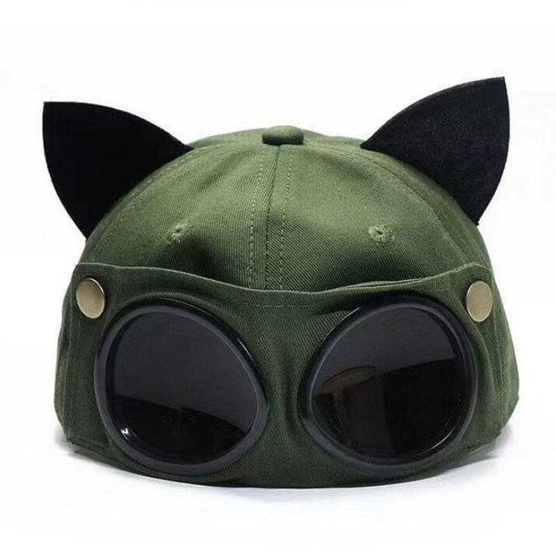 Stylish Aviator Hat with Built-in Sunglasses - Summer Baseball Cap for Men & Women - Unisex Sun Protection Hat for Outdoor Sports, Driving, and Beach Activities