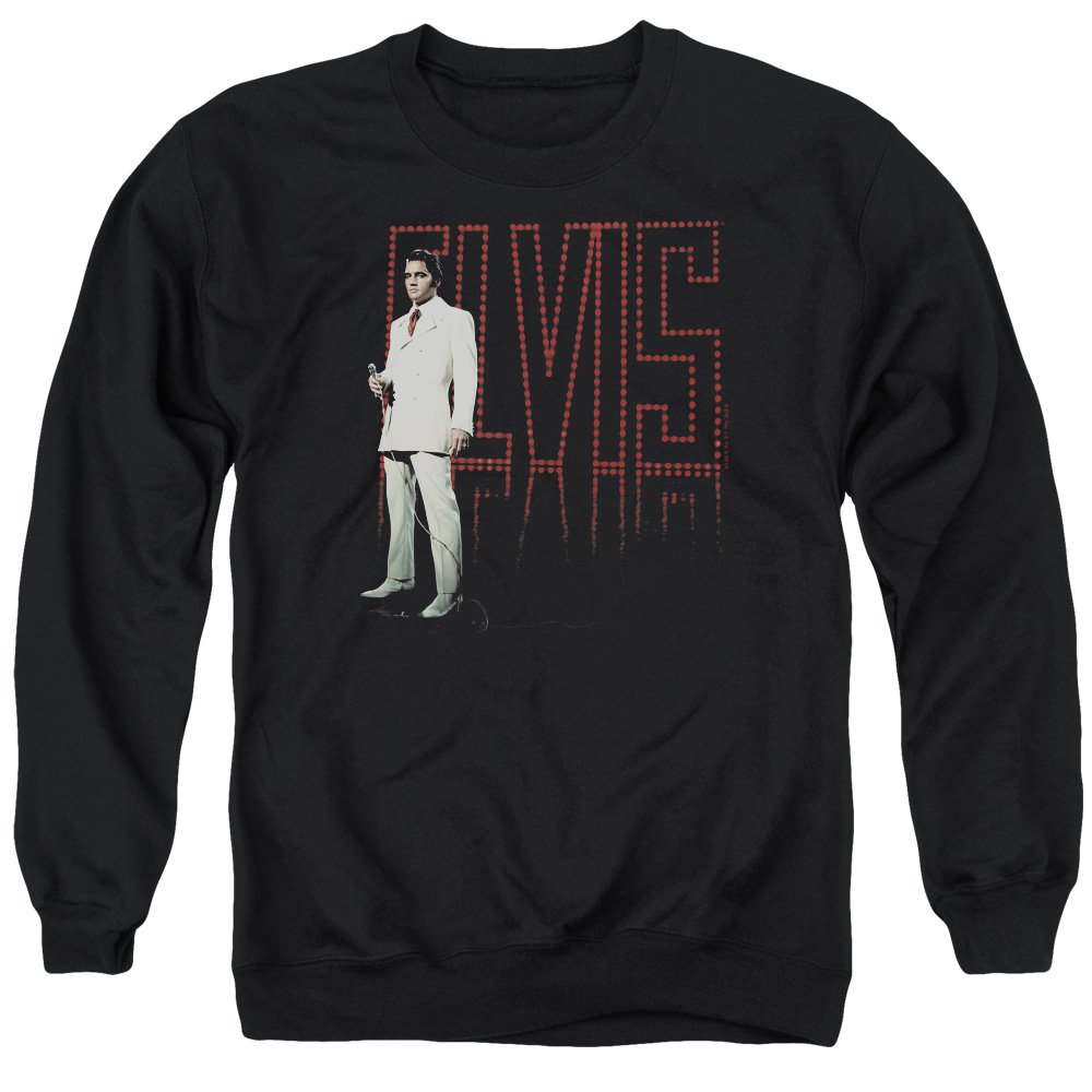 Elvis Presley White Jumpsuit Style Unisex Crewneck Sweatshirt for Men & Women - Vintage Rock Music Fan Gift, Concert Outfit, Halloween Costume, 70s Theme Party