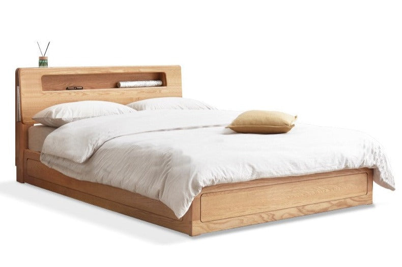 Premium Oak Solid Wood Luminous Box Bed - Durable Nightstand with Glow-in-the-Dark Features for Bedroom, Guest Room, and Kids Room Decor