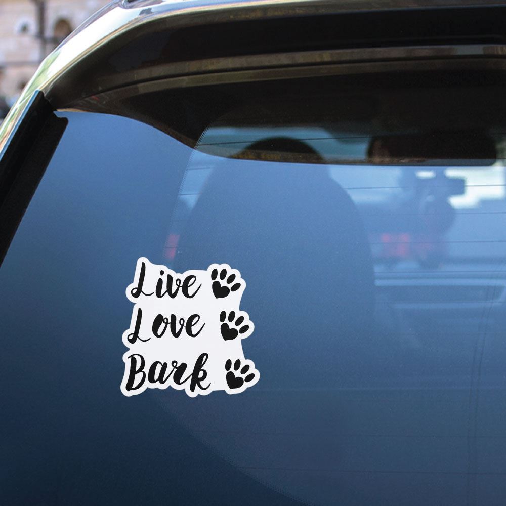 Live Love Bark Sticker Decal - Waterproof Vinyl Decals for Cars, Laptops, Water Bottles - Perfect for Dog Lovers & Pet Owners