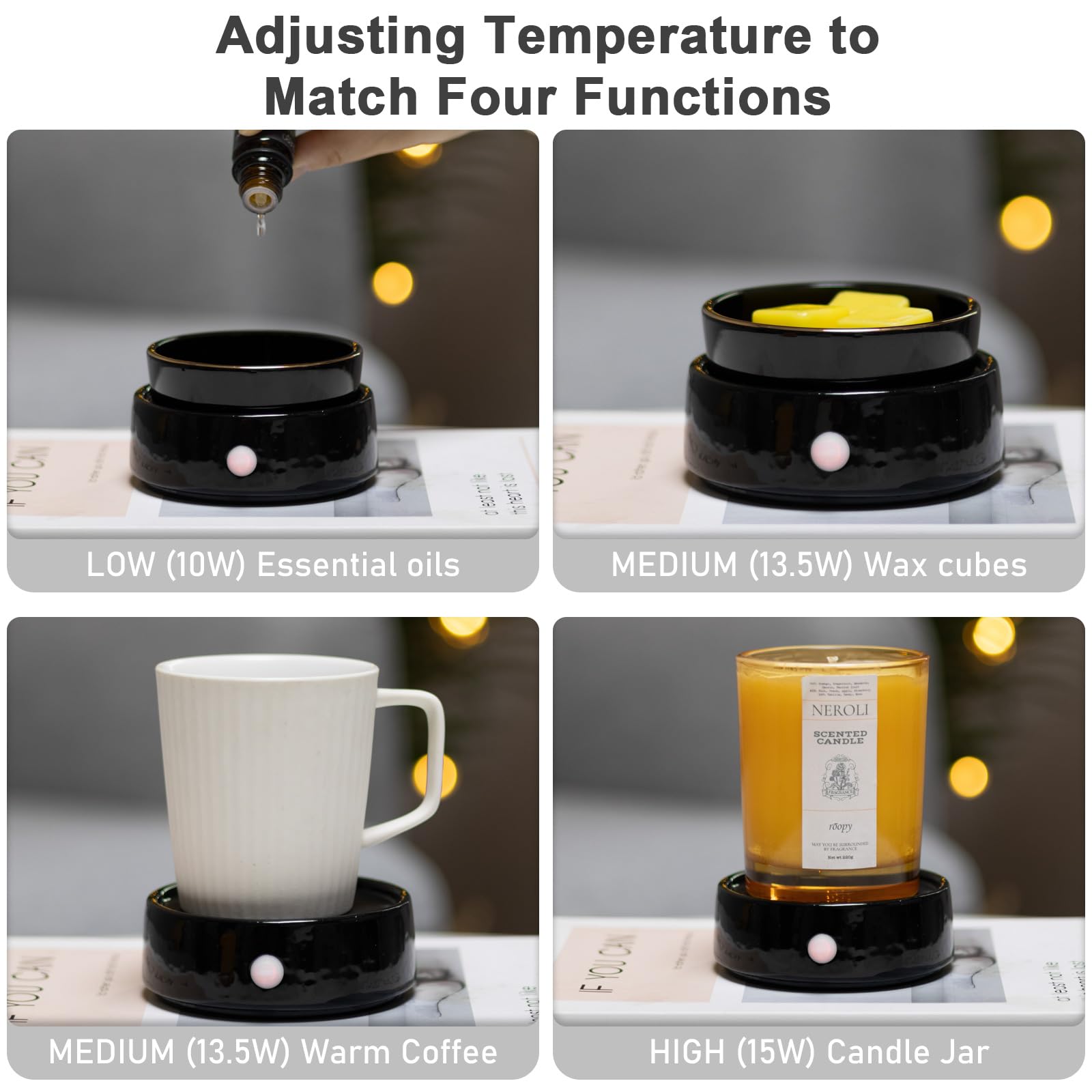 Ceramic Electric Wax Warmer with Timer & Auto Shut-Off - Adjustable Fragrance Intensity for Scented Wax Melts, Essential Oils - Perfect for Home, Office Decor & Gift Giving - Aromatherapy Candle Wax Melter for Relaxation & Stress Relief