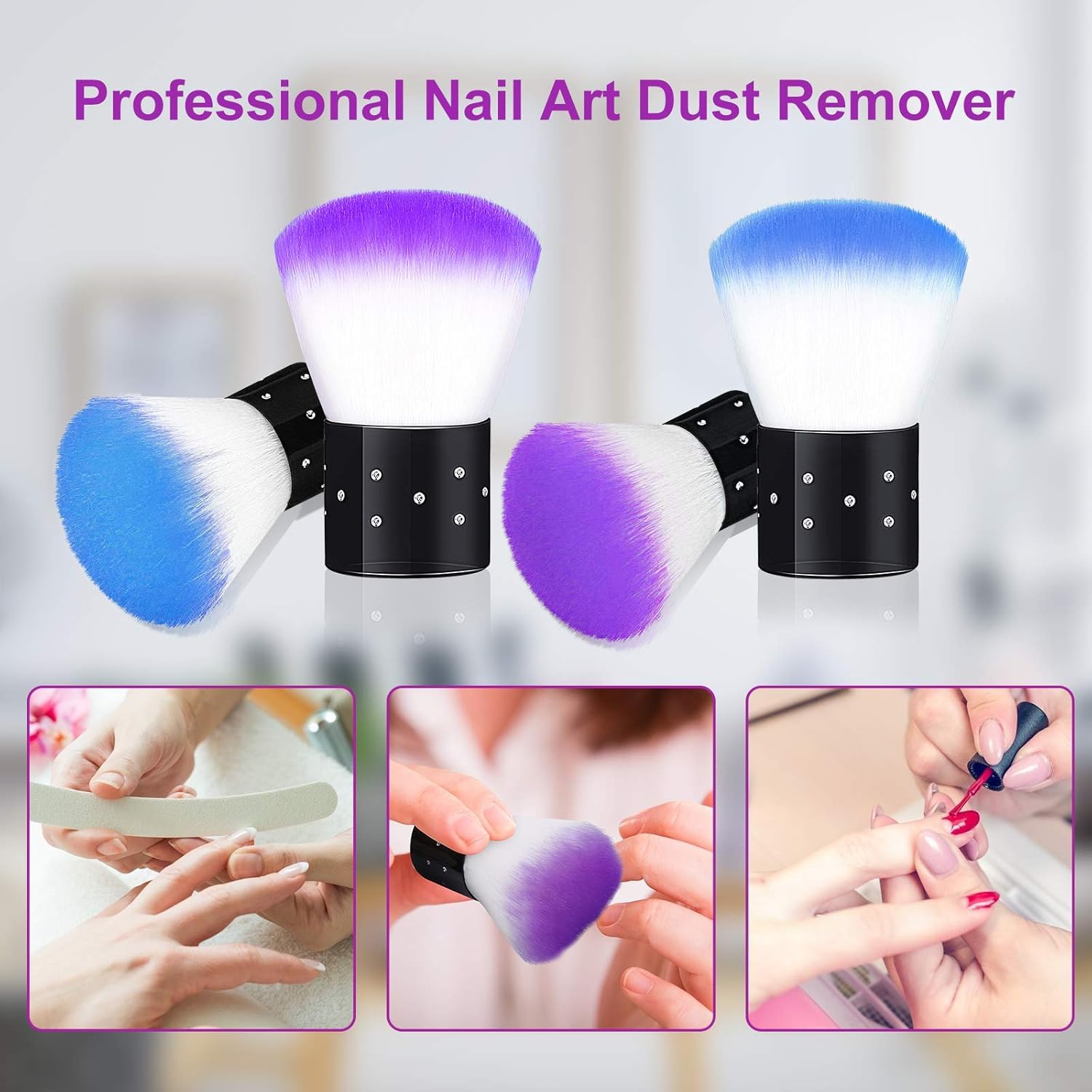 NAILWIND Professional Kabuki Nail Dust Brush - Soft Bristles for Nail Art, Makeup & Cleaning - 1 Piece (Colorful) - Perfect for Salon, Home Manicure & Makeup Application