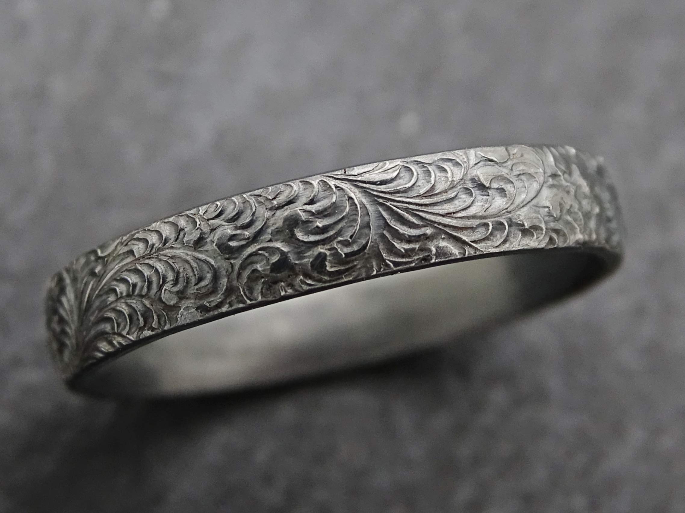 Intricate Pattern Silver Ring for Women - Black Eternity Stacking Ring, Wedding Band, Scroll Design - Unique Gift for Her - Perfect for Anniversaries, Engagements & Everyday Wear