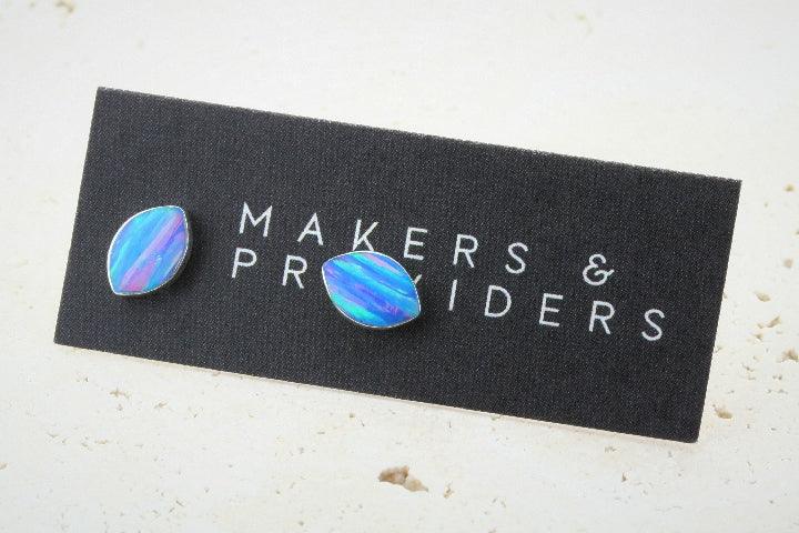 Opal Stud Earrings - Blue Rose Seed Beads for Women | Perfect for Weddings, Parties & Everyday Wear