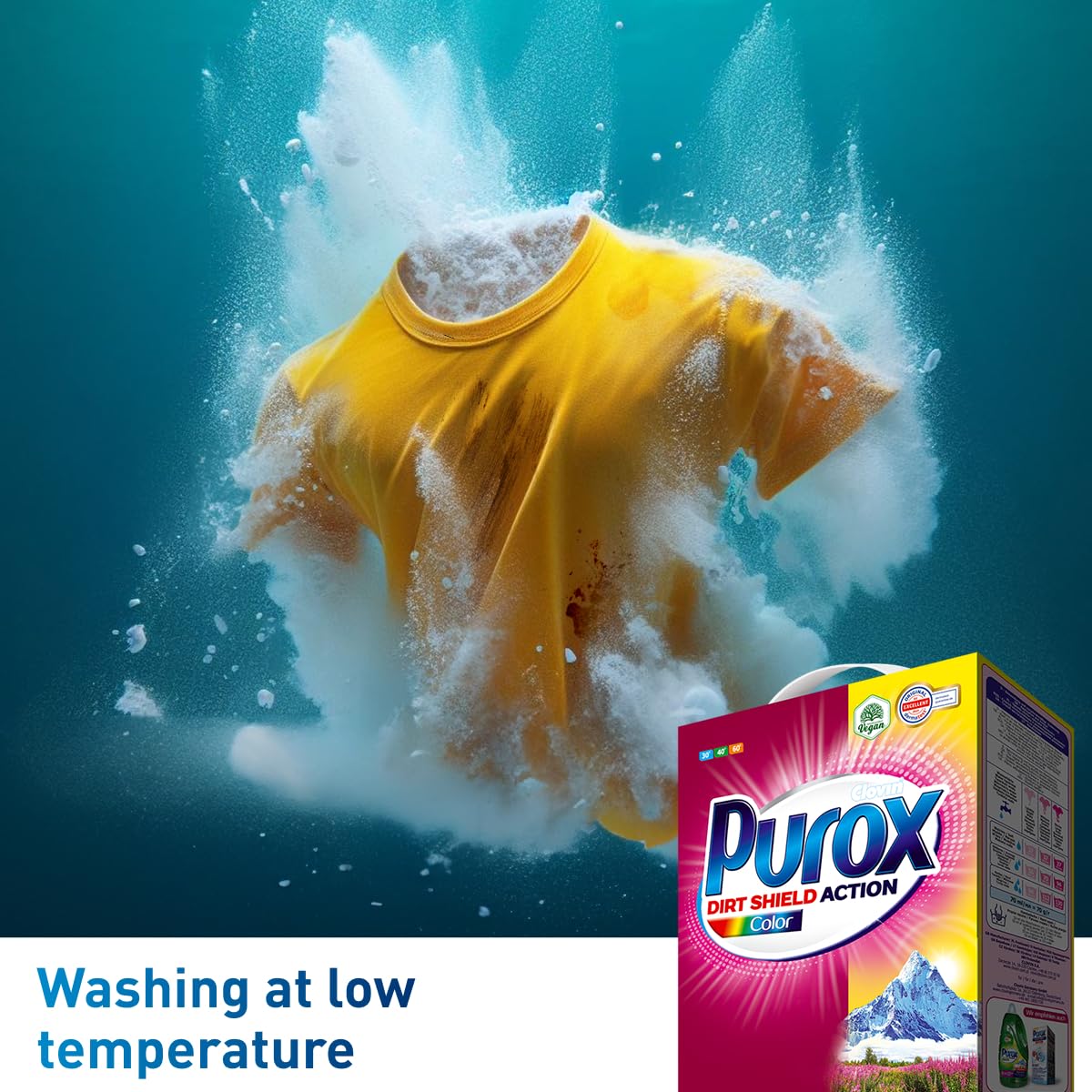 PUROX Color Laundry Detergent Powder in Box (142 WL) 10kg - Powerful Stain Removal for Whites & Colors, Ideal for Family Laundry & Bulk Washing