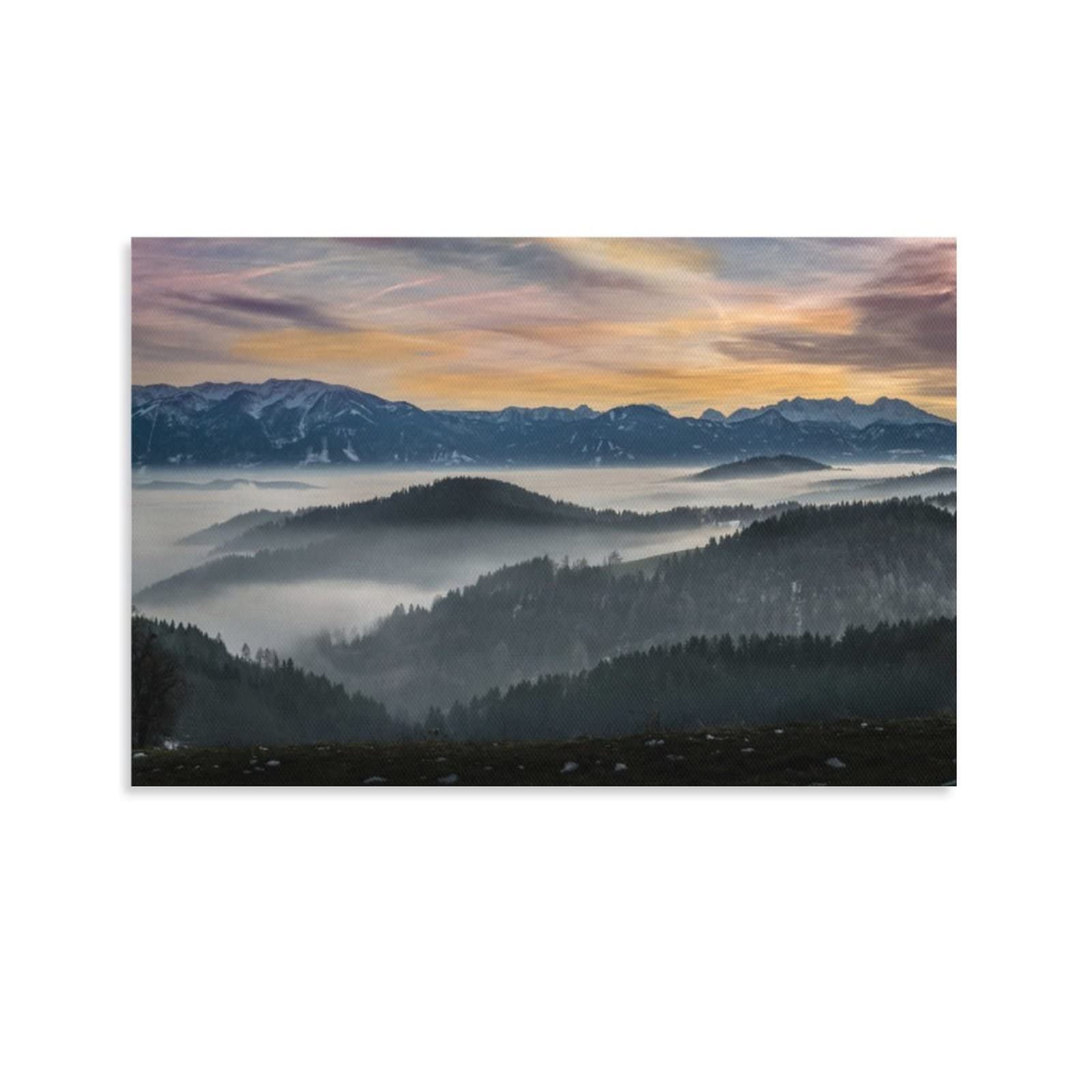 DOOPO Nature Fog Landscape Wall Art Canvas Painting - Modern Home Decor for Living Room, Bedroom & Office - Perfect for Housewarming Gifts & Interior Design