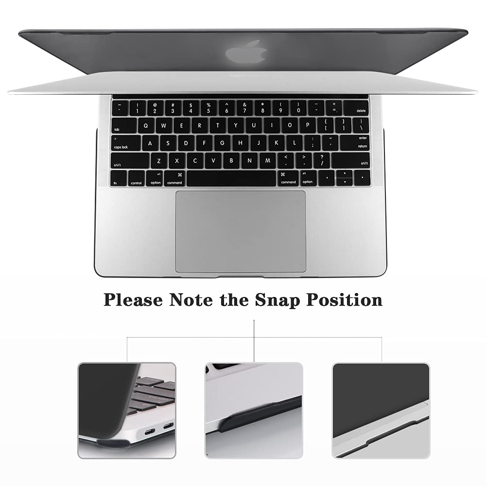 iCasso Hard Shell Case Cover & Keyboard Cover for MacBook Air 13 inch (2021-2018 Release A2337/A1932/A2179) - Compatible with Touch ID Retina Display, Protective Laptop Case (Black) - Perfect for Work, Travel & School