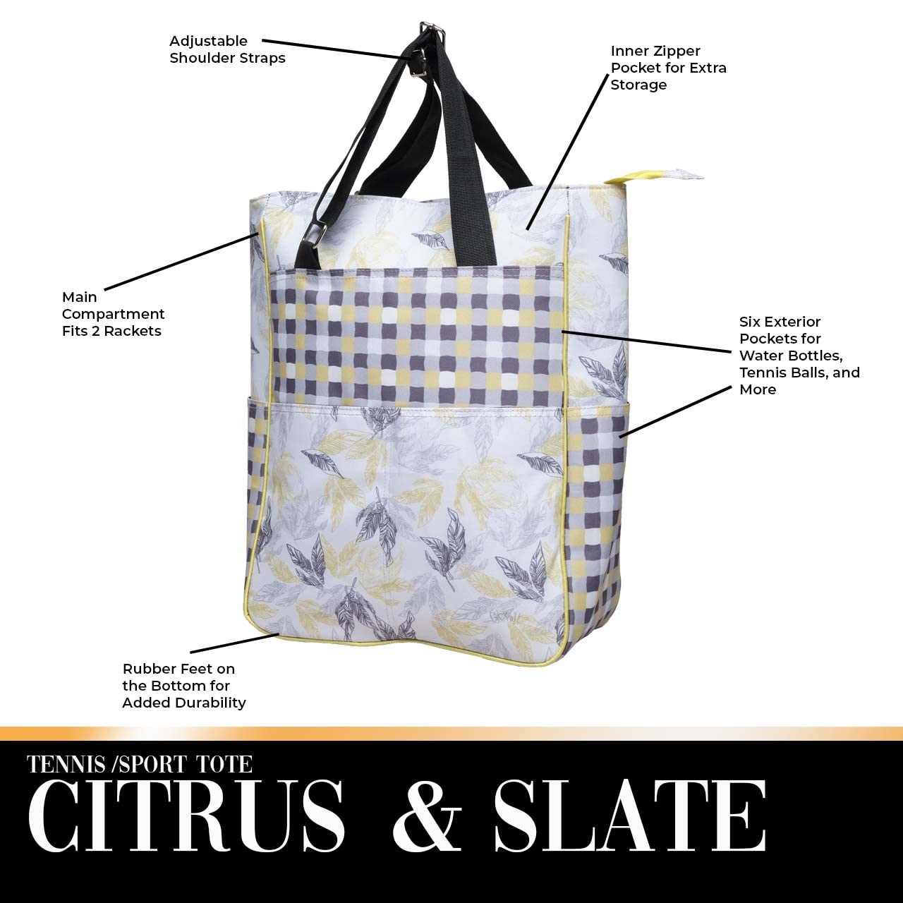 Glove It Tennis Tote Bag for Women - Large Sports Shoulder Bag with 6 Pockets Holds 2 Rackets | Perfect for Tennis Matches, Gym Workouts & Travel