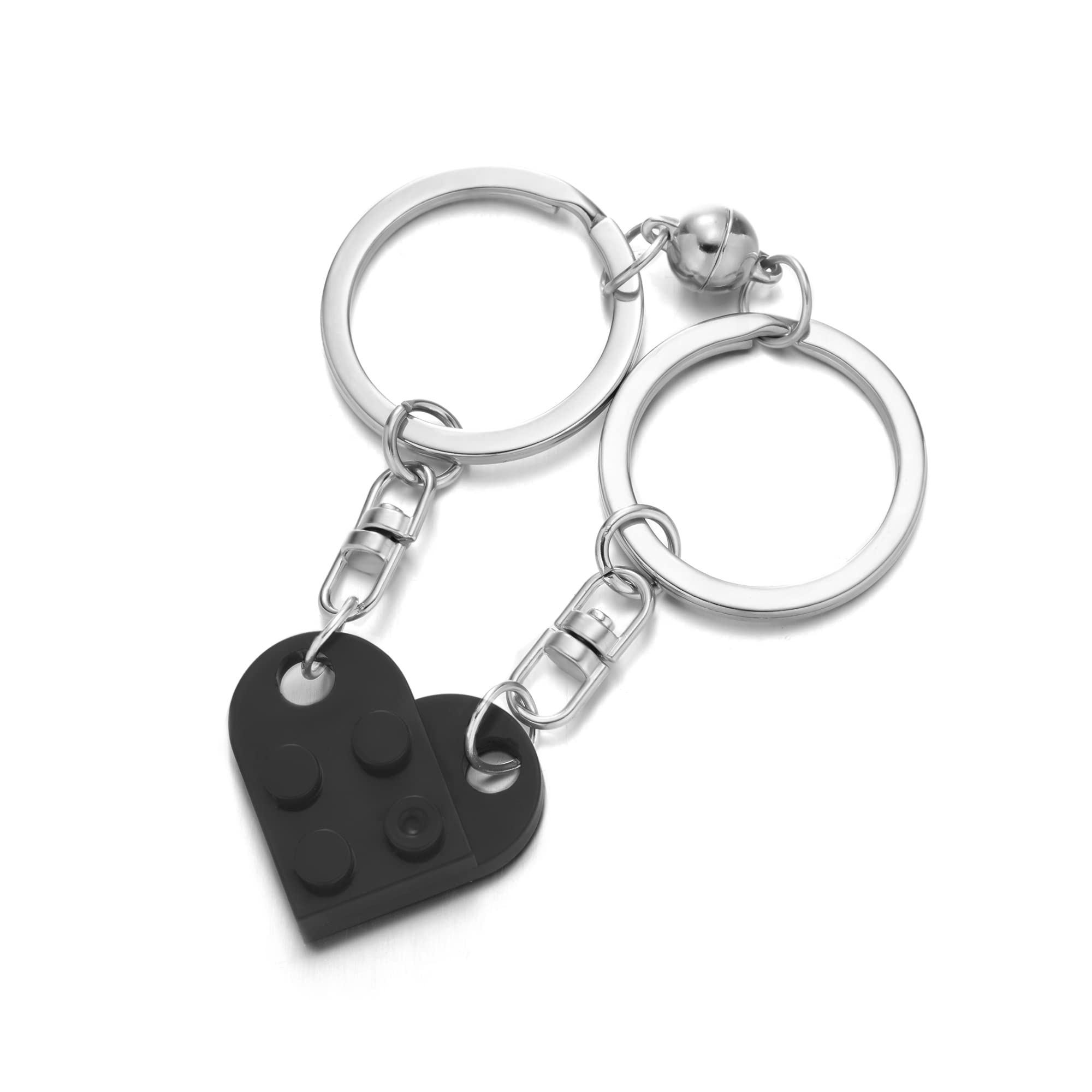 Magnetic Heart Keychain for Couples - Best Friend Matching LEGO Keychain Gift for Boys & Girls - Perfect for Valentine's Day, Anniversaries & Couple Gifts