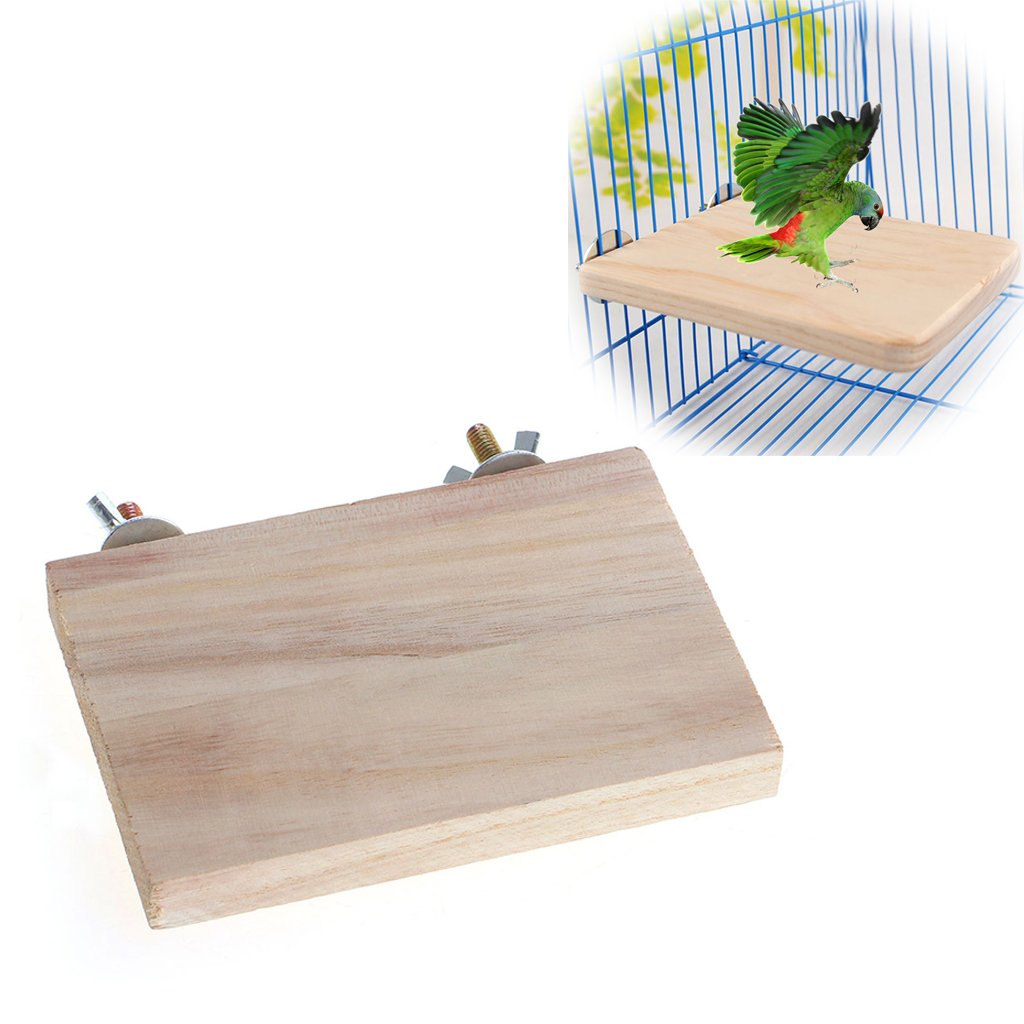 Wooden Bird Perch Stand - Rectangle Platform Toy for Pet Bird Cage - Perfect for Play, Rest & Exercise in Bird Cages & Aviaries