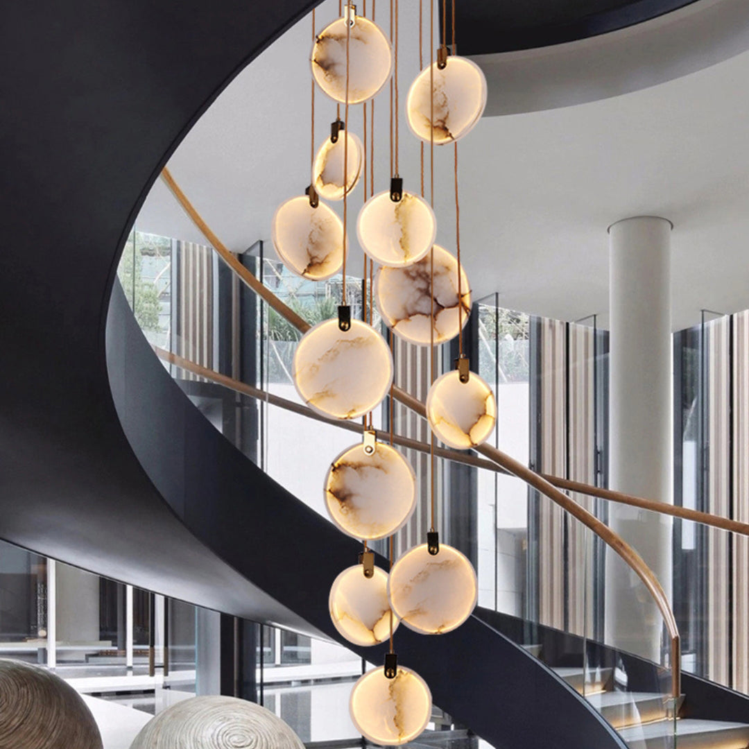 Elegant Harvest Alabaster Pendant Lamp - Modern Farmhouse Ceiling Light Fixture for Dining Room, Kitchen Island & Bedroom