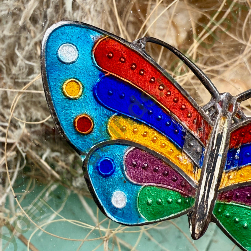 Sterling Silver Guilloche Enamel Butterfly Brooch Pin - Elegant Jewelry Gift for Women - Perfect for Weddings, Parties & Special Occasions