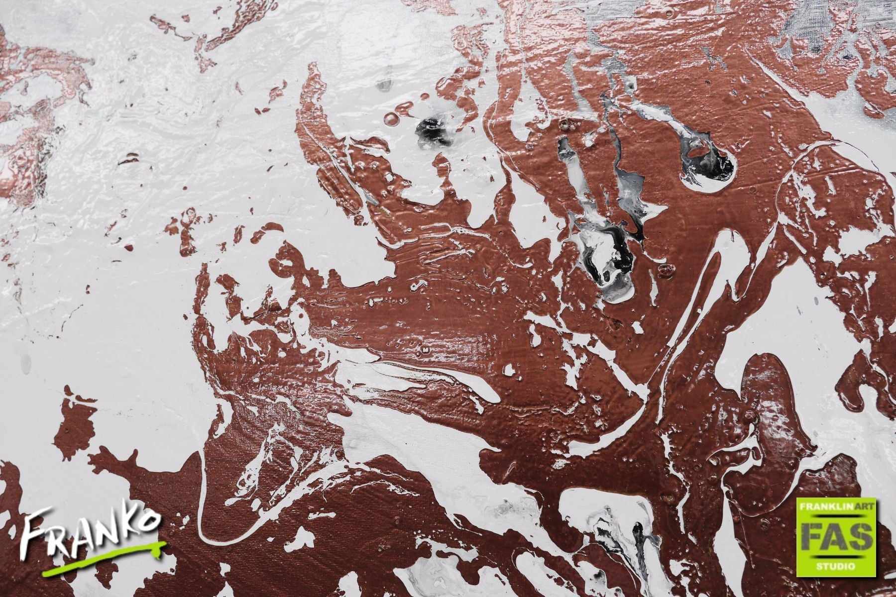 Black and White Abstract Copper Painting - 63