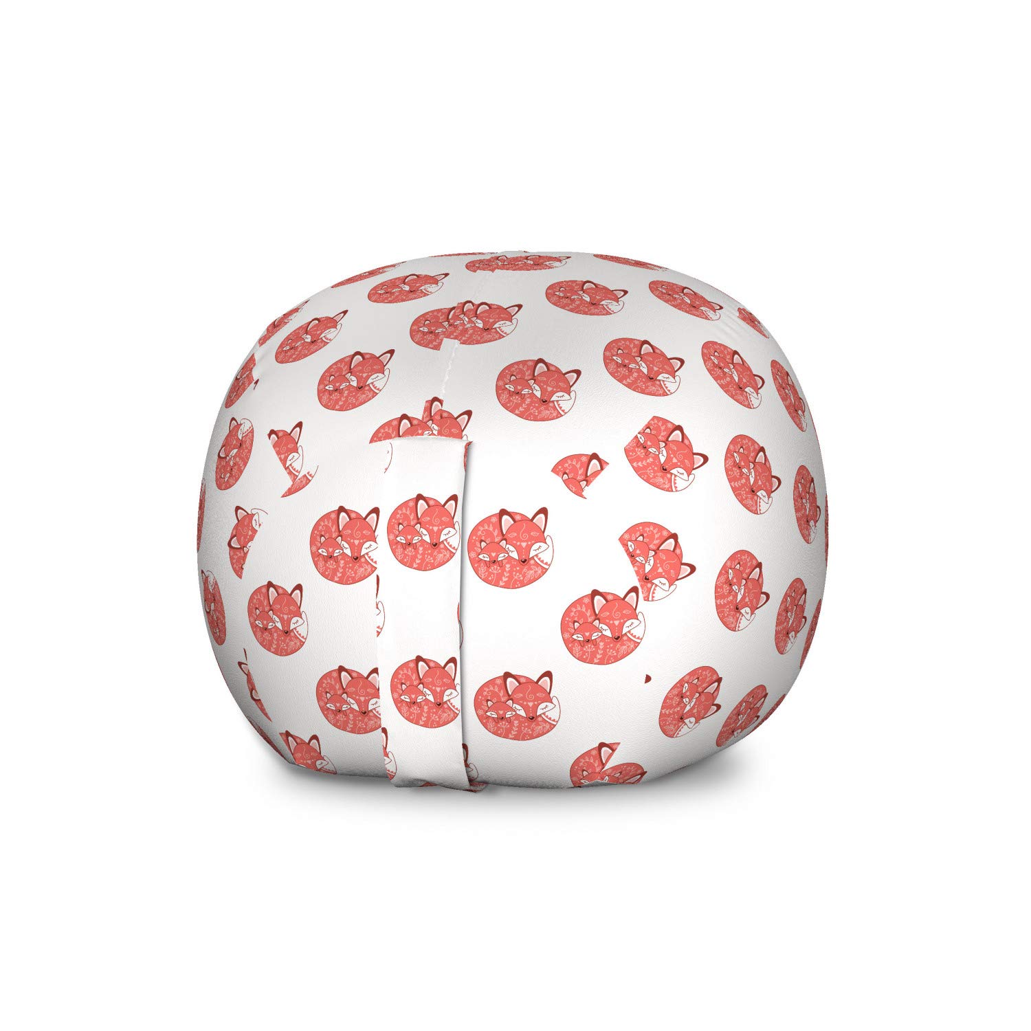 Ambesonne Fox Printed Storage Toy Bag Chair - Large Washable Stuffed Animal Organizer with Woodland Theme, Dark Salmon Paprika | Kids' Room Decor, Playroom Storage, Nursery Organization