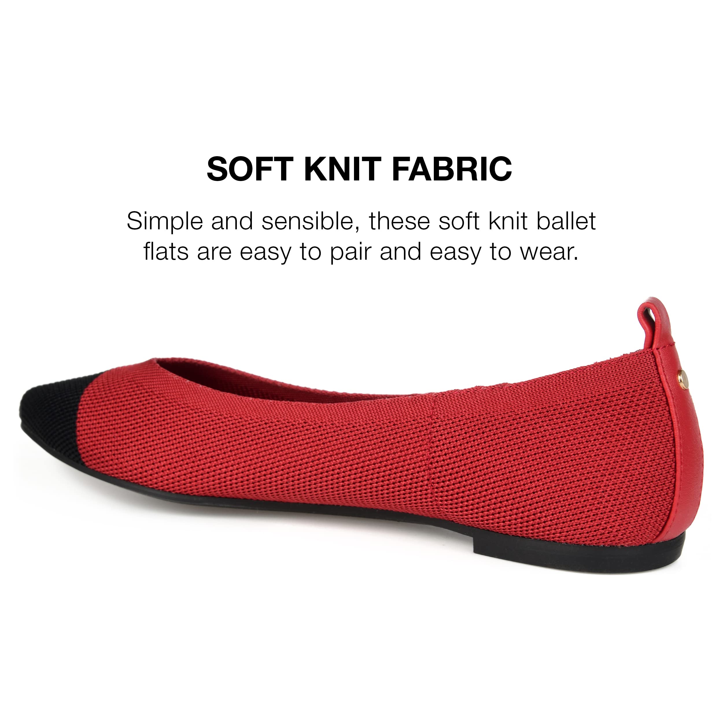 Journee Collection Women's Comfortable Ballet Flats - Lightweight Slip-On Shoes for Work, Travel & Everyday Wear