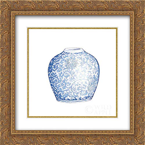 Wild Apple Portfolio 20x20 Inch Gold Ornate Frame with Double Matted Museum Quality Art Print - 'Ginger Jar V' White Background Wall Decor | Perfect for Living Room, Bedroom, Office & Gallery Display