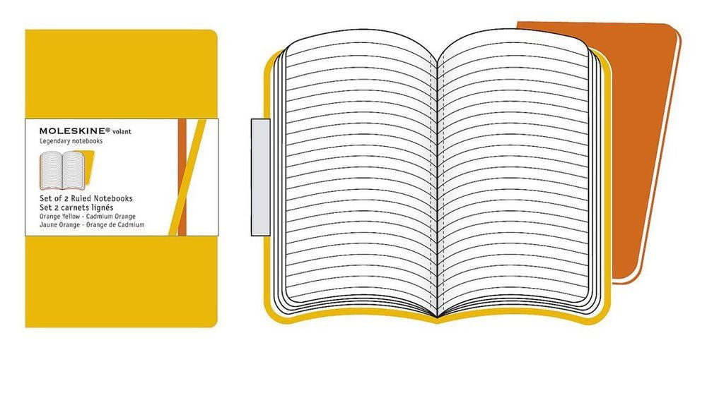 Moleskine Volant Notebook Set of 2 - Pocket Ruled Journal for Notes, Sketches & Daily Planning - Perfect for Students, Travel & Office Use