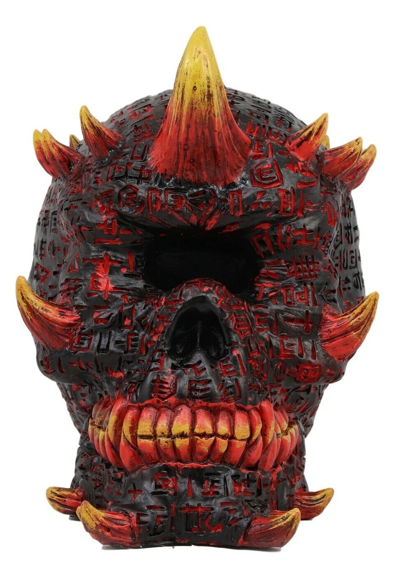 Hell Inferno Fire Cyclops Skull Statue - Greek Mythology One-Eyed Demon with Horns Sculpture - Unique Halloween Decor, Gothic Home Décor, Birthday Gift for Horror Fans - Perfect for Spooky Parties, Haunted House Displays & Horror Collections