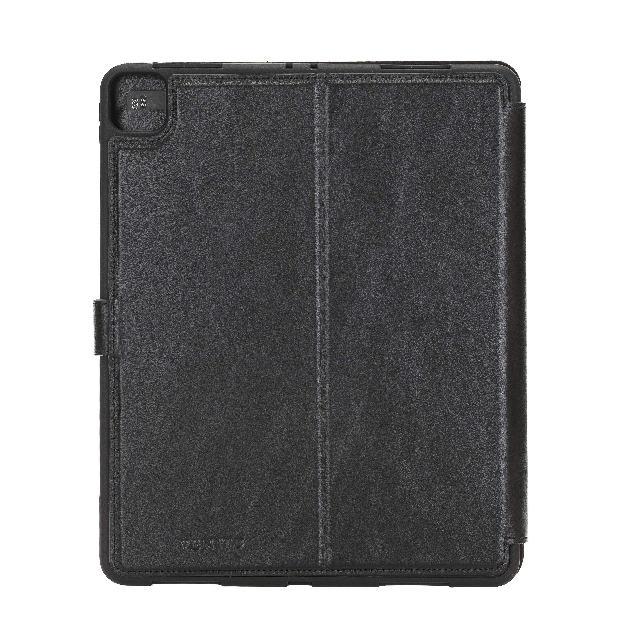 Premium Handmade Leather Folio Case for iPad Pro 12.9 (5th & 4th Gen) - Magic Tablet Wallet with Stand | Rustic Black | Perfect for Work, Travel & Home Office Use