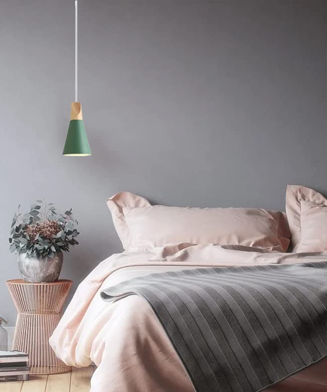 Dimmable Plug-in Pendant Light with 15Ft Cord & Macaron Shade - Adjustable Hanging Light Fixture for Bedroom, Kitchen, Dining Table - Perfect for Modern Home Decor & Cozy Ambiance