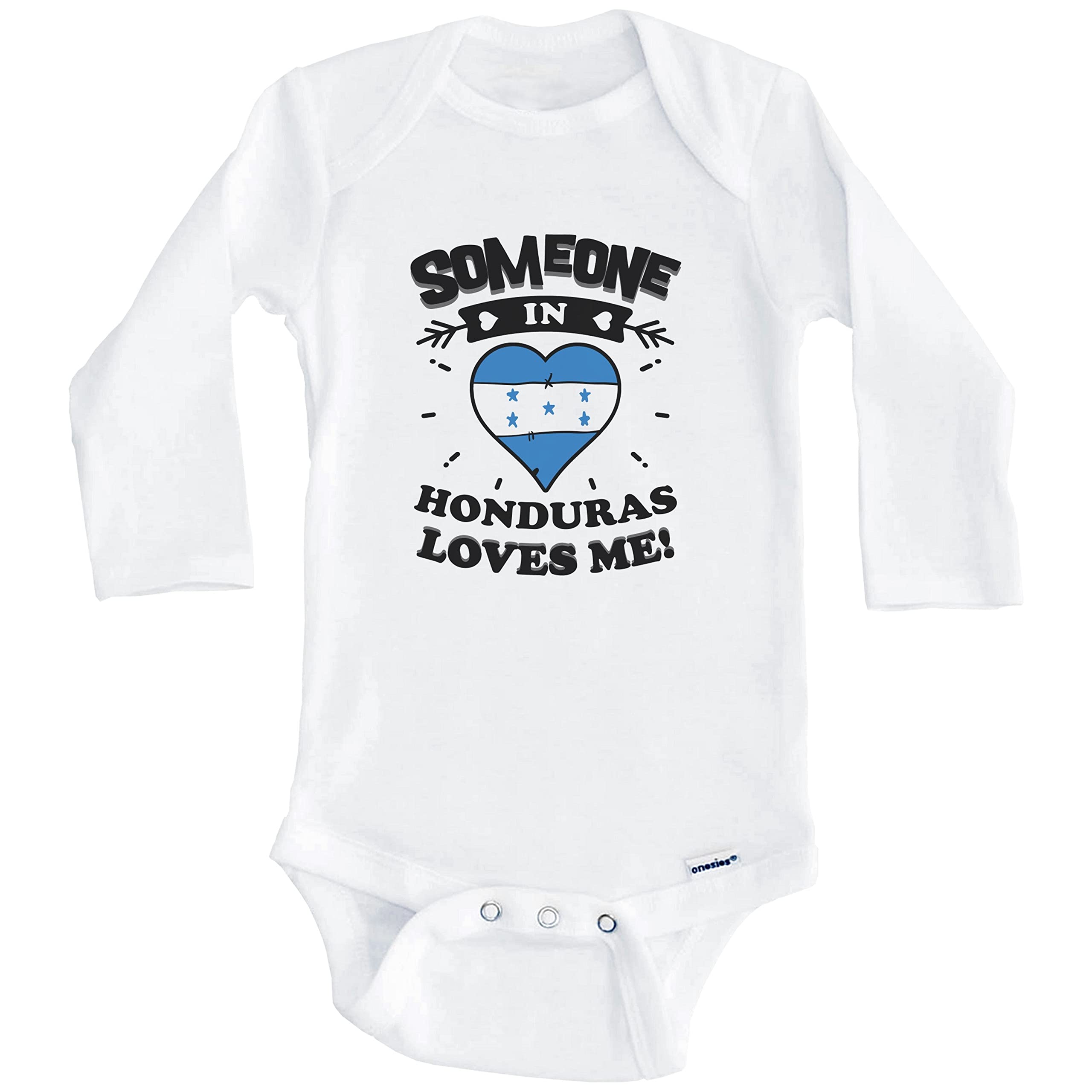 Someone in Honduras Loves Me Honduran Heart One Piece Baby Bodysuit - Long Sleeve Infant Romper for Newborns & Toddlers - Perfect for Family Photos, Holidays & Special Occasions