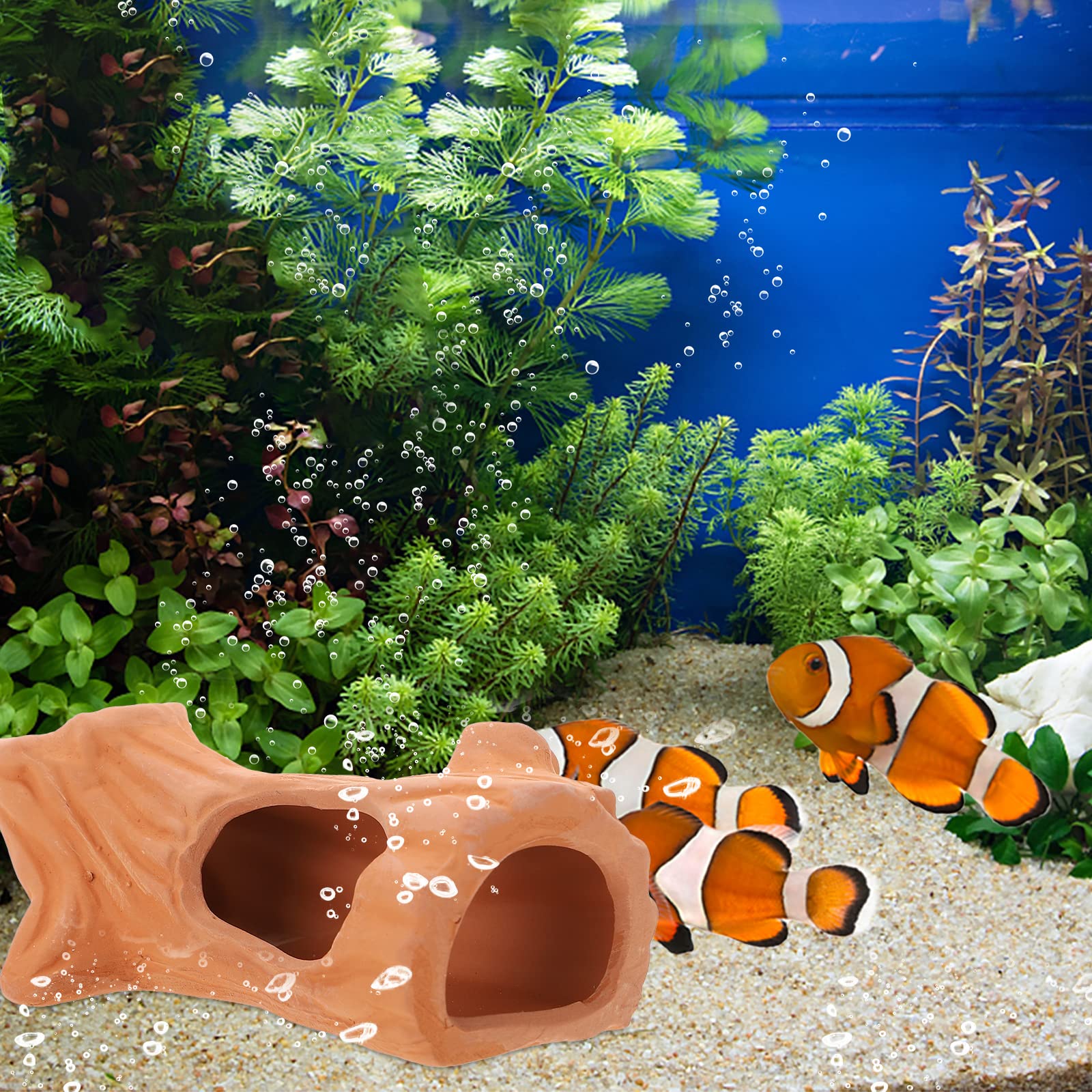 2PCS Ceramic Fish & Shrimp Hideout House - Aquarium Cave Decor for Fish Tanks, Terrariums - Natural Purple Clay Hiding Spots for Betta Fish, Shrimps & Aquatic Pets - Perfect for Aquatic Landscape & Breeding Safety