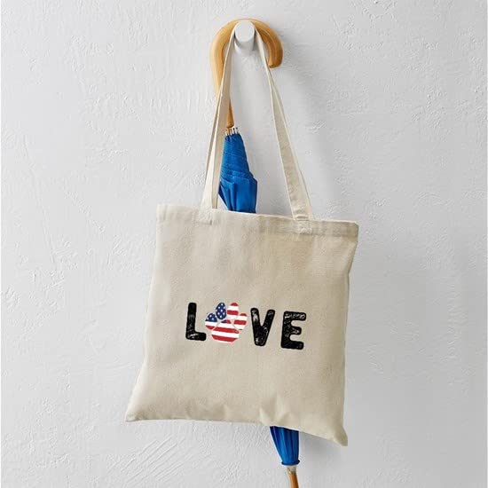 LOVE Paw Print Natural Canvas Tote Bag - Eco-Friendly Reusable Shopping Bag for Groceries, Beach & Pet Lovers