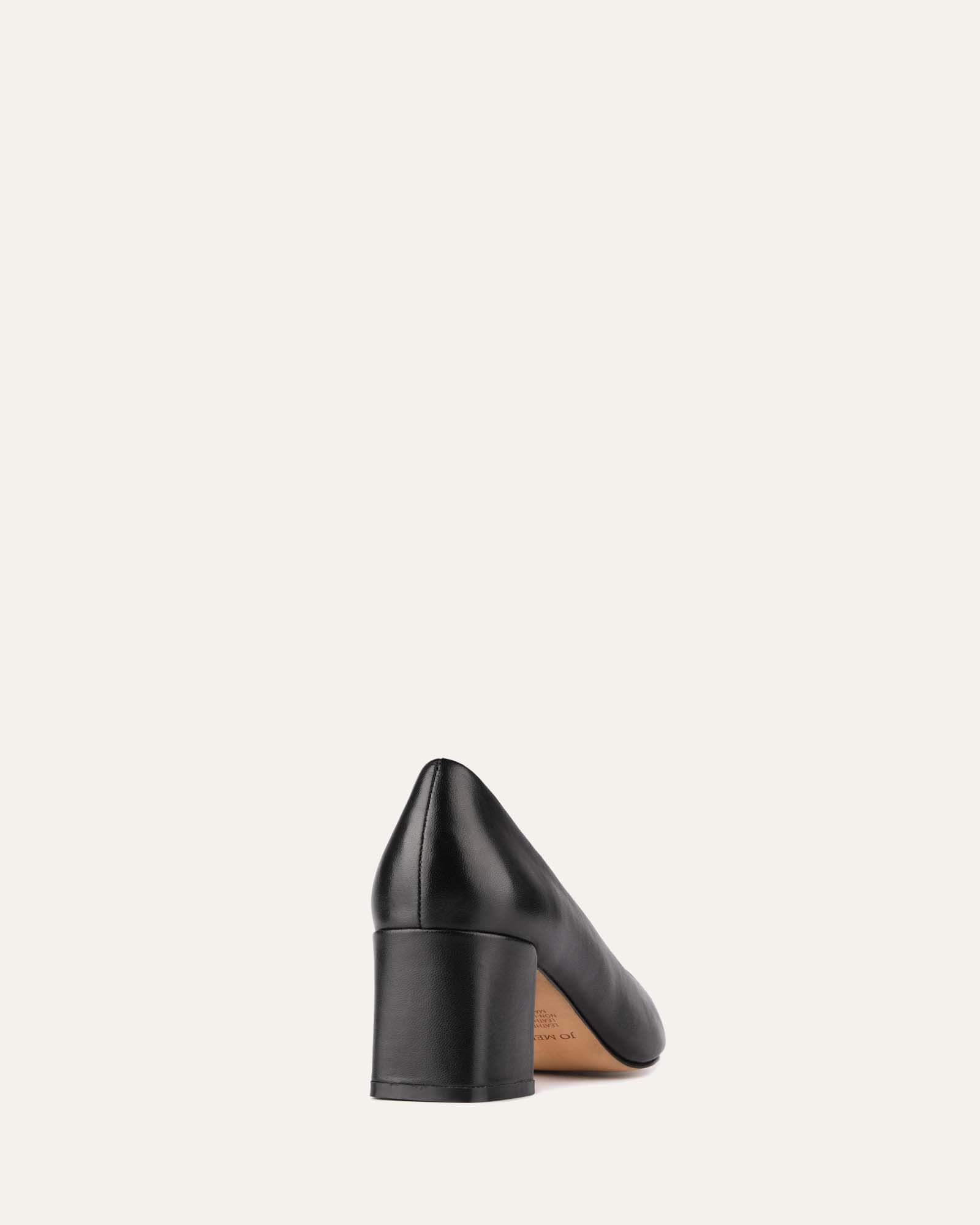 Carrington Women's Low Heel Pumps - Black Genuine Leather Dress Shoes for Work, Office & Formal Occasions