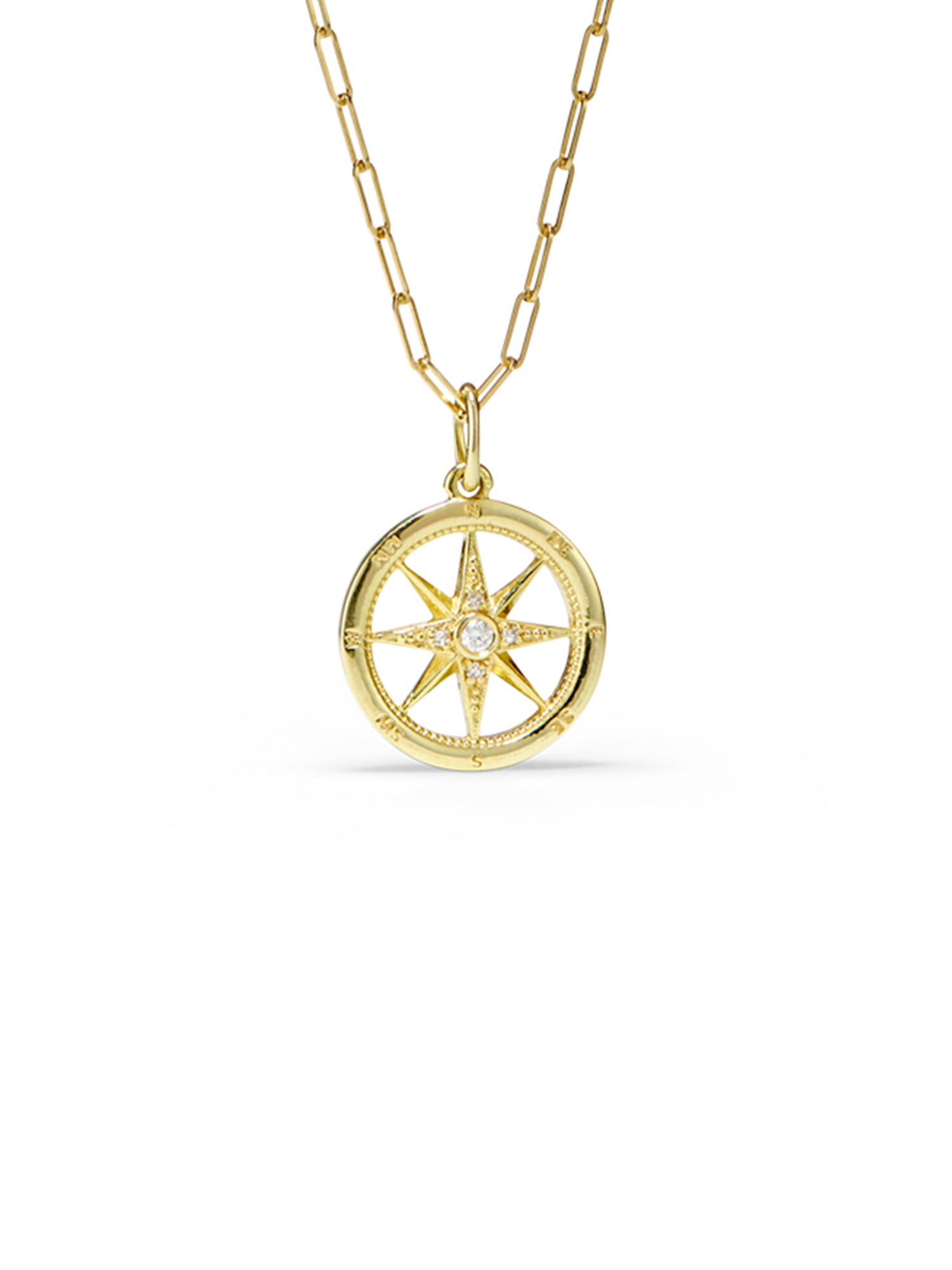 Elegant Compass Diamond Necklace for Women - 14K Gold Pendant with Sparkling Diamonds - Perfect for Travel, Gifts & Special Occasions