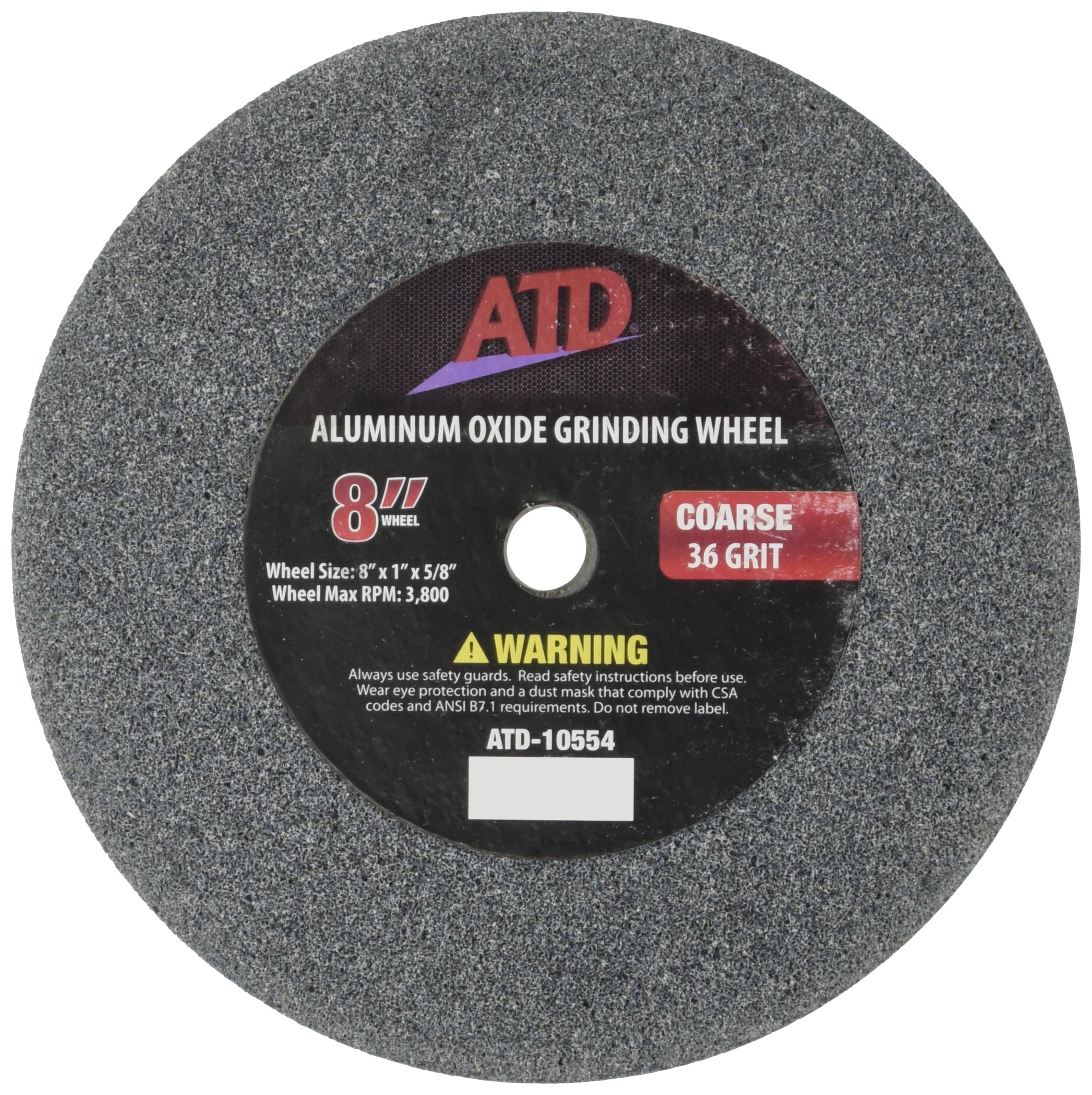 ATD Tools 10554 8-Inch Coarse Grit Grinding Wheel Replacement for Metal & Concrete - Perfect for Sharpening, Shaping & Surface Prep in Workshops & Construction Sites