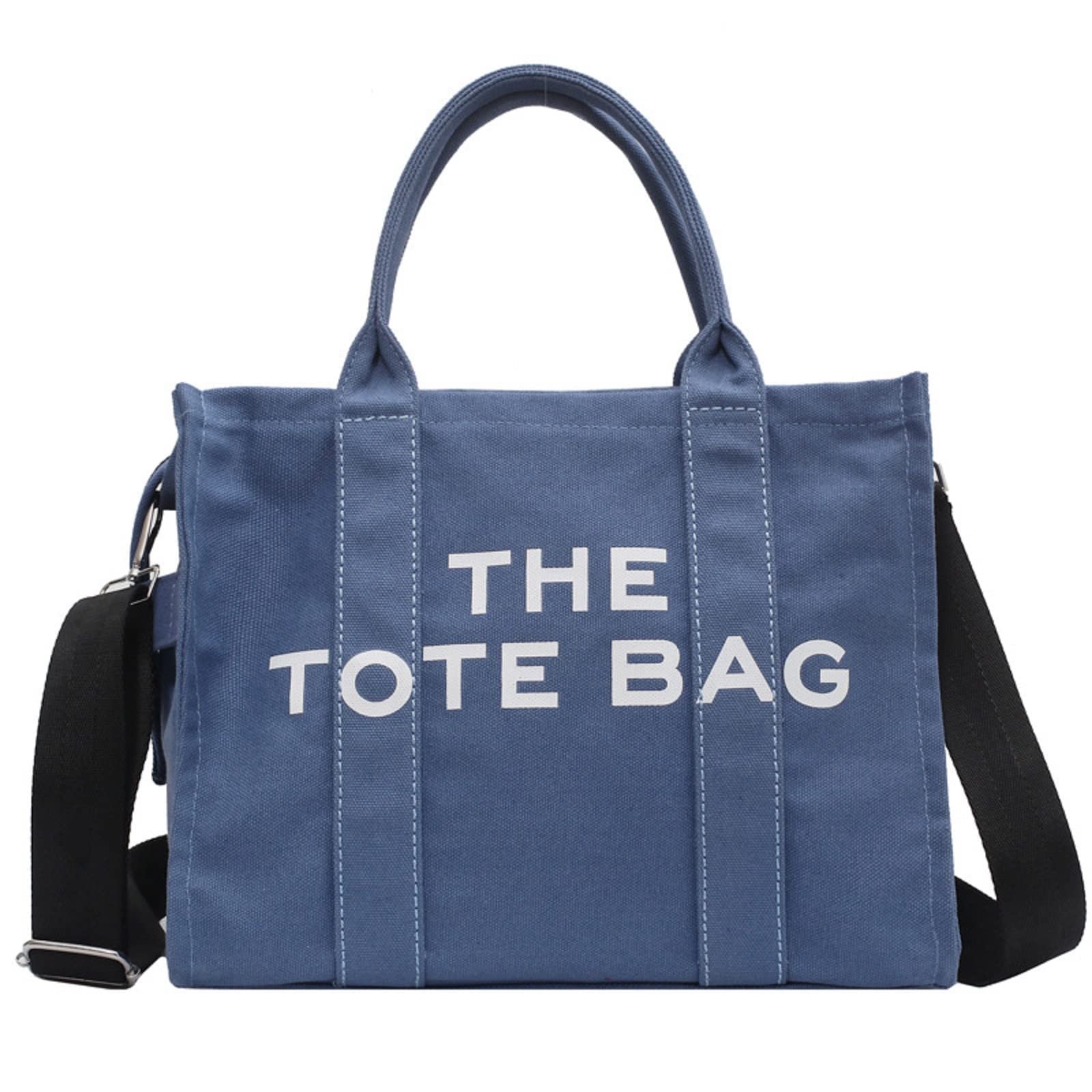Stylish Handmade Canvas Tote Bag for Women - Durable Shoulder Bag & Crossbody Purse in Blue - Perfect for Travel, Shopping, Work & Daily Use