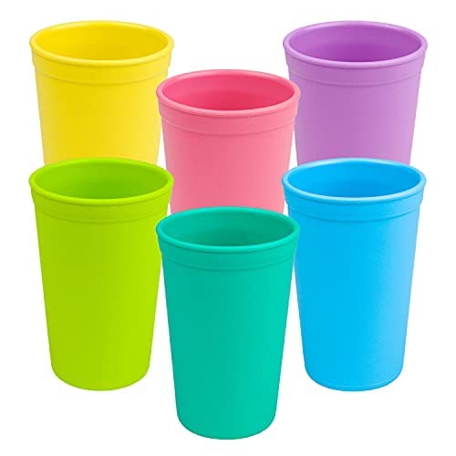 BPA-Free 9 oz Reusable Baby & Toddler Drinking Cups - Eco-Friendly Heavyweight Recycled Milk Jug Material - Microwave & Dishwasher Safe - 6-Pack Set - Made in USA - Perfect for Mealtime, Snacks & On-the-Go Hydration