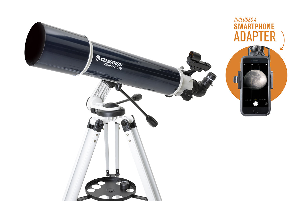 Omni AZ 102 Smartphone Adapter Telescope - Portable Astronomy Telescope for Adults & Kids, Perfect for Stargazing, Moon Watching & Astrophotography (Ideal for Backyard, Camping & Outdoor Adventures)