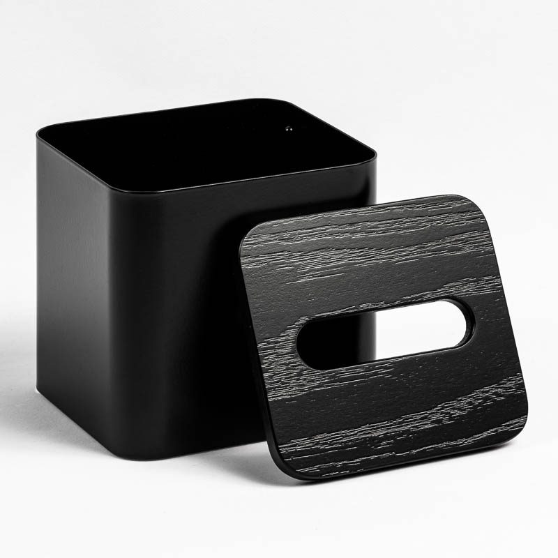 DESIGNSTUFF Square Tissue Box Cover - Modern Black Tissue Holder for Home, Office & Bathroom Decor - Stylish & Durable Paper Dispenser for Living Room, Bedroom or Guest Room