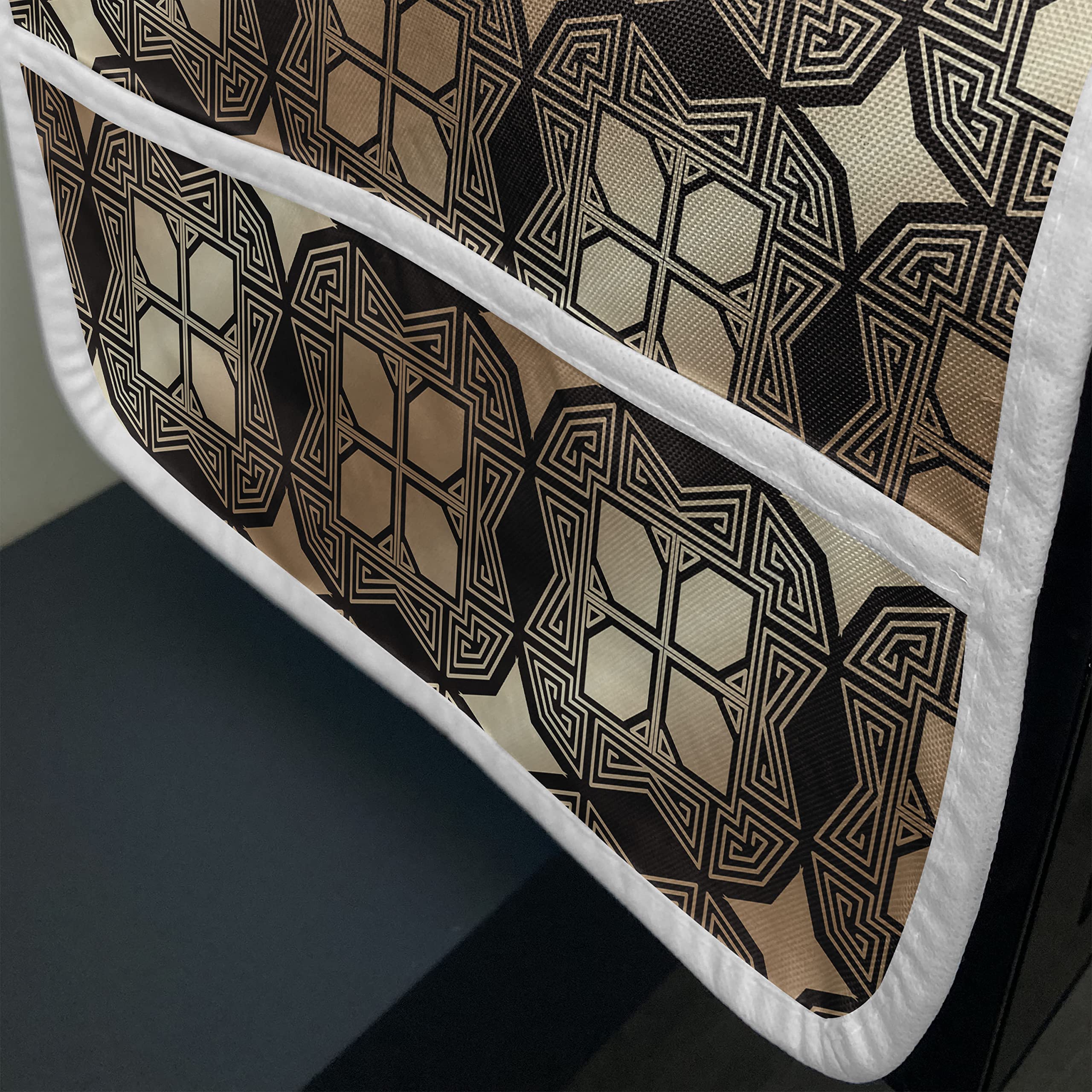 Ambesonne Vintage Microwave Cover - Art Deco Inspired Square Ornaments on Dark Background, Gatsby Style Waterproof Kitchen Organizer with Pockets, 36