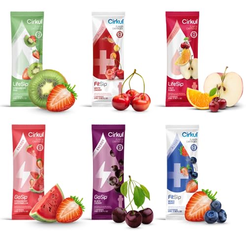 Cirkul Assorted Flavor Variety Pack - 6 Drink Cartridges for Water Bottle | Hydration Boost for Gym, Hiking & Daily Use