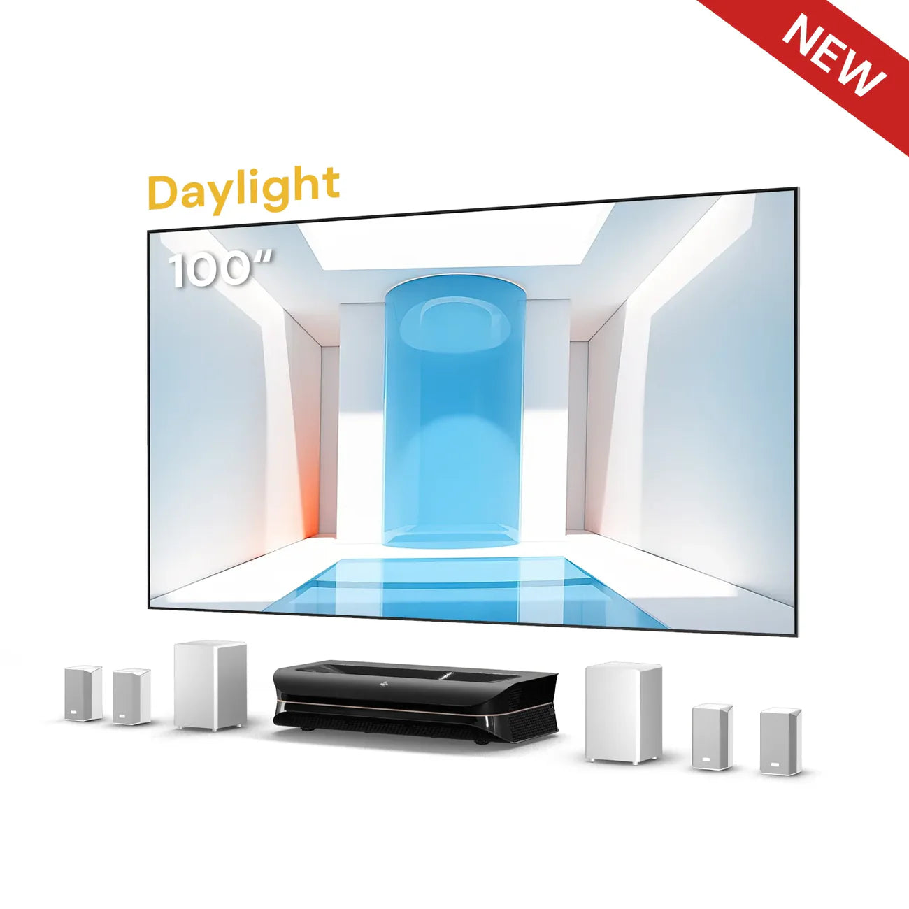AWOL Vision Theater 3000S 4K Ultra Short Throw Laser Projector - Home Cinema System with HDR10+ & 3000 Lumens for Movie Nights, Gaming & Outdoor Entertainment