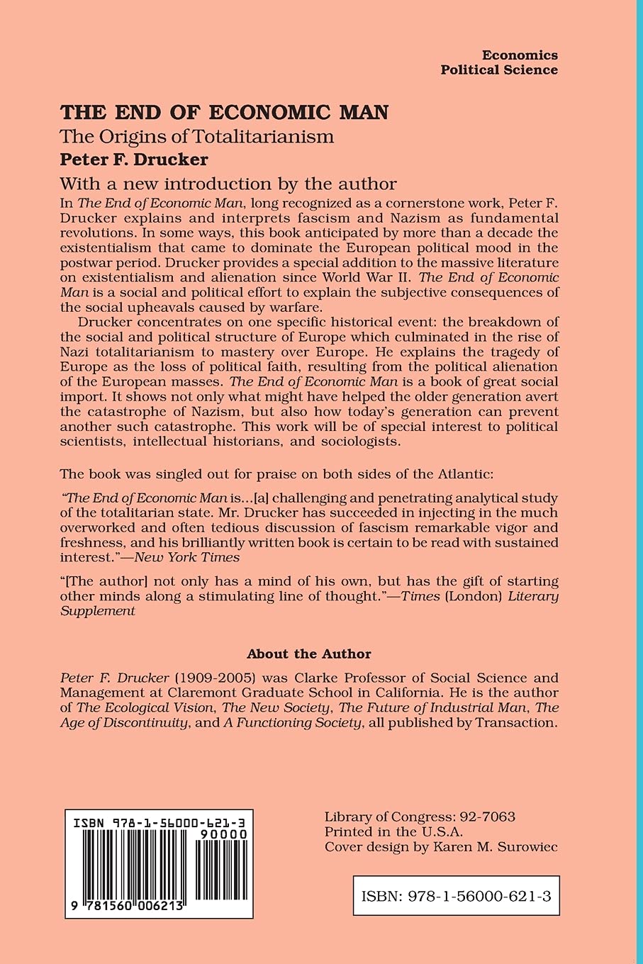 The End of Economic Man: Origins of Totalitarianism - Political Science Book for History Students & Social Researchers