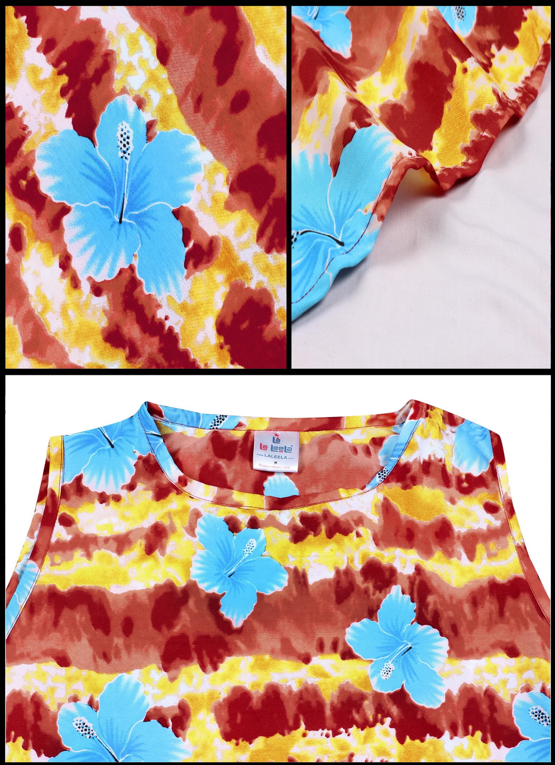 LA LEELA Women's Floral Beach Cover Up Dress - Lightweight Hawaiian Summer Vacation Swimwear Coverup for Pool, Beach & Tropical Holidays