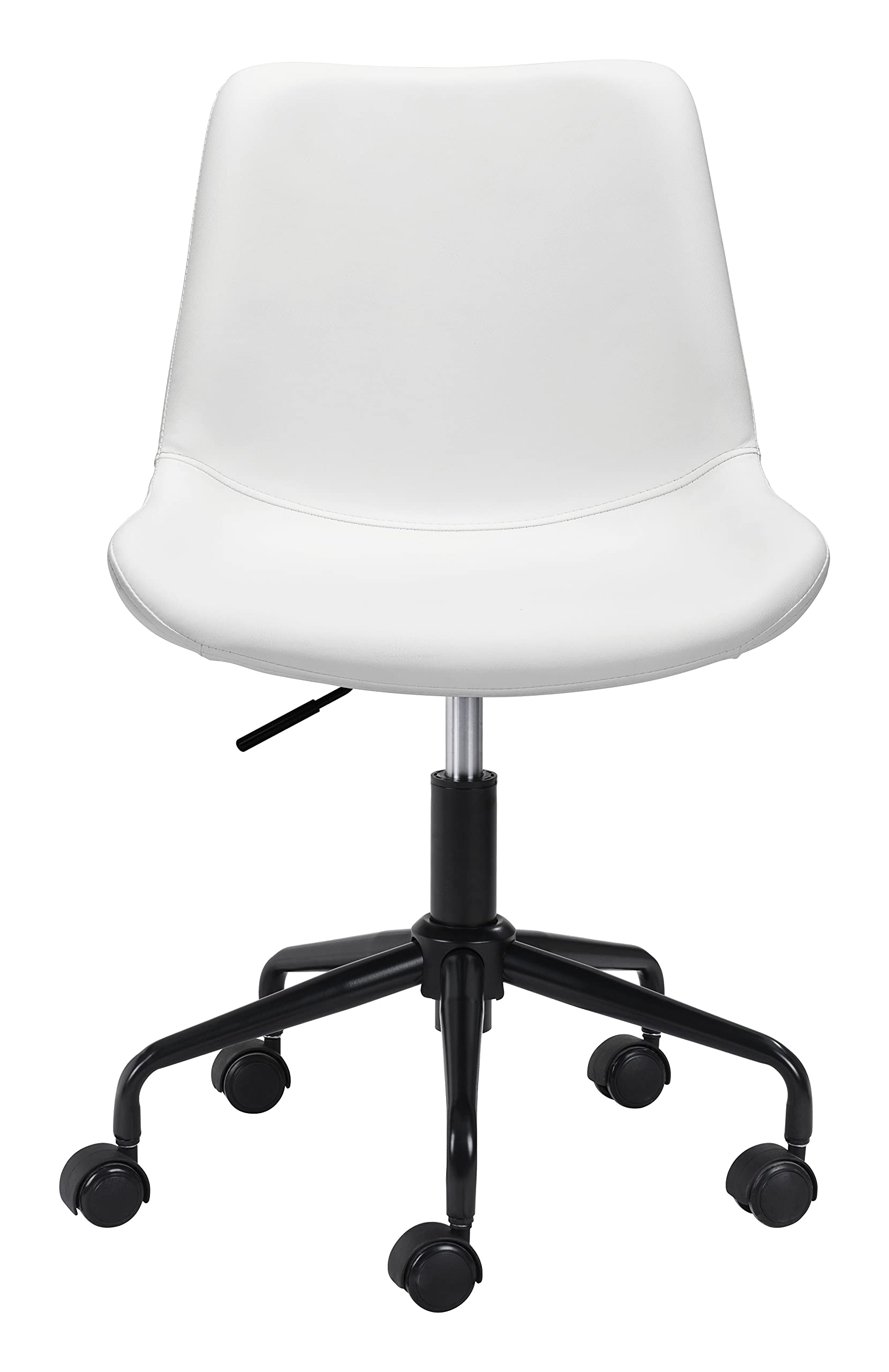 Zuo Byron Modern Office Chair - Ergonomic Desk Chair with Adjustable Height & Lumbar Support - White - Perfect for Home Office, Gaming & Workspace