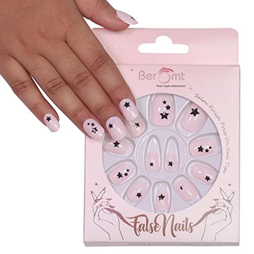 Beromt Full Set Fake Nails for Kids - 24PCS Colorful Printed Press on Nails with Glue | Perfect for Birthday Parties, Halloween Costumes & Dress Up Play