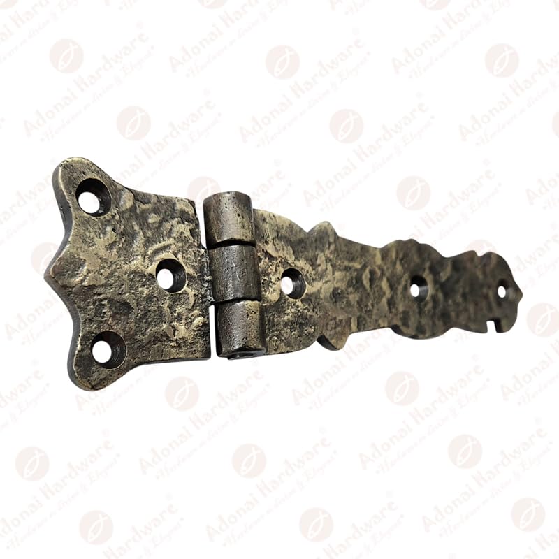 Adonai Hardware Abez Antique Cast Iron Cabinet Hinges - 12 Pack (5.6 Inch, Antique Brass Finish) - Perfect for Vintage Kitchen Cabinets, Furniture Restoration & DIY Projects