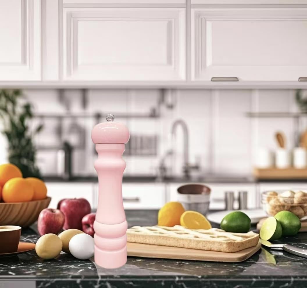 Premium 8-Inch Oak Wood Salt and Pepper Grinder Set - Manual Mill with Ceramic Core, Adjustable Coarseness, Refillable Design for Sea Salt, Peppercorns & Spices - Ideal Kitchen Gift for Cooking, Dining & Home Decor