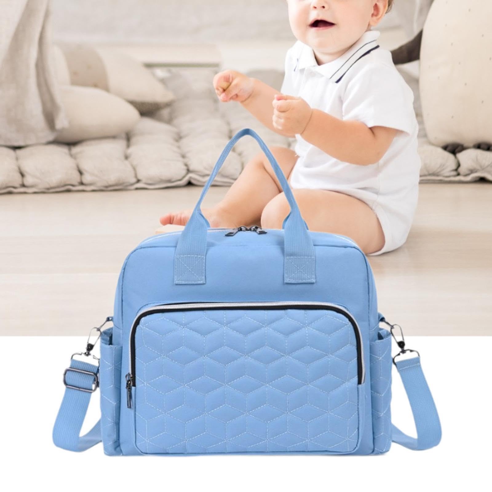 Portable Baby Diaper Bag for Travel & Picnic - Light Blue