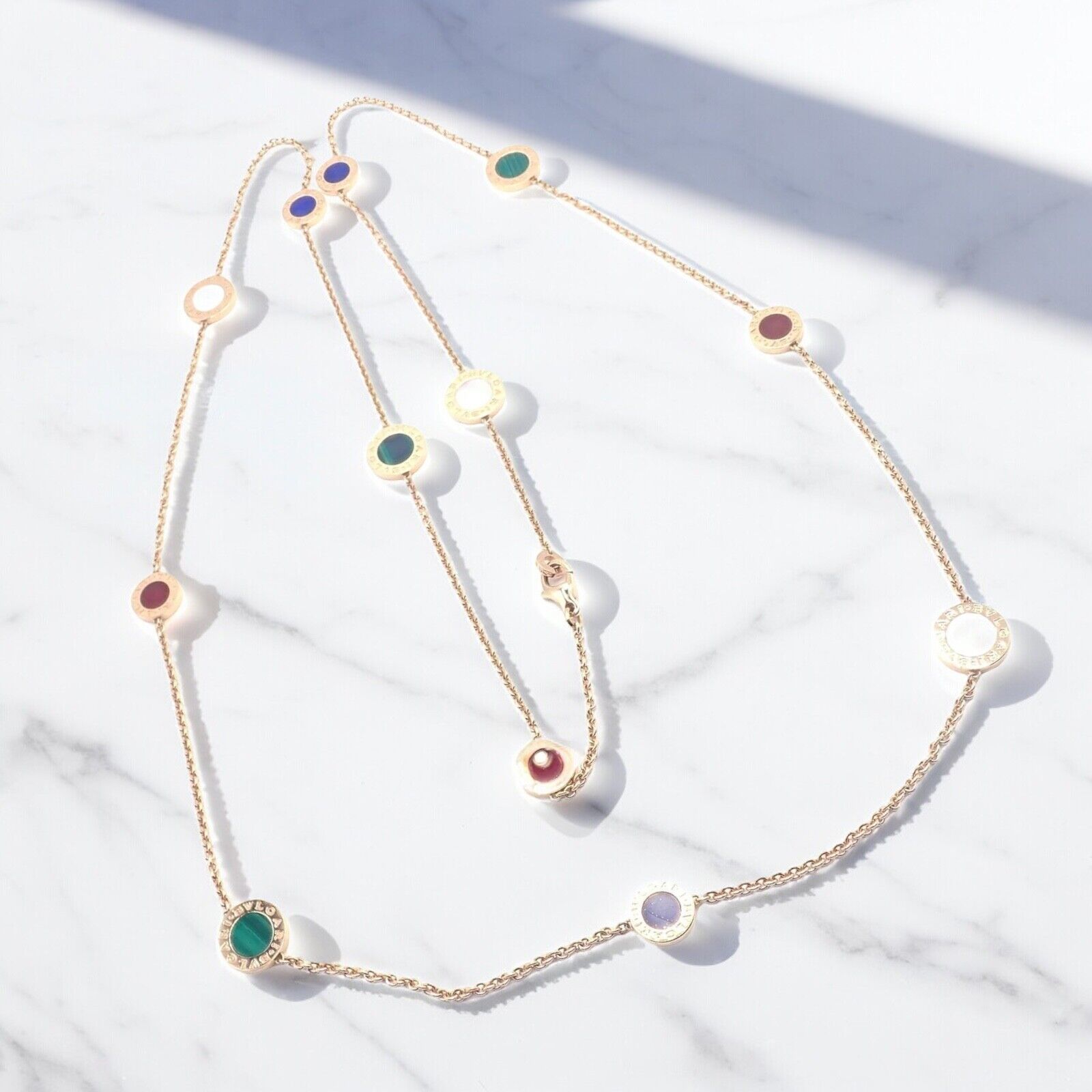 Authentic Bvlgari 18k Rose Gold Multi-Gemstone 38